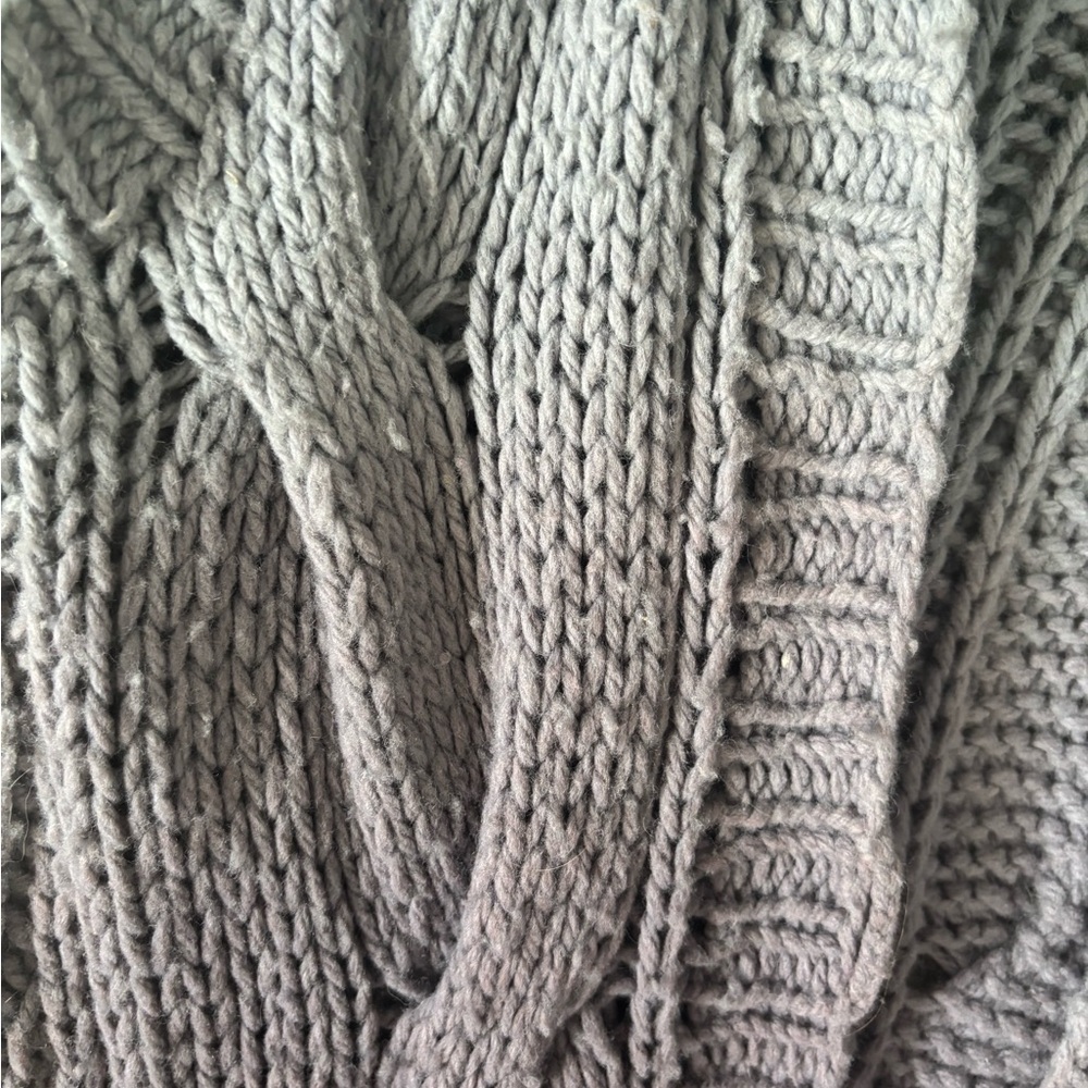Free People Gray Cable Knit Women's Hooded long cardigan Sweater - Picture 4 of 4